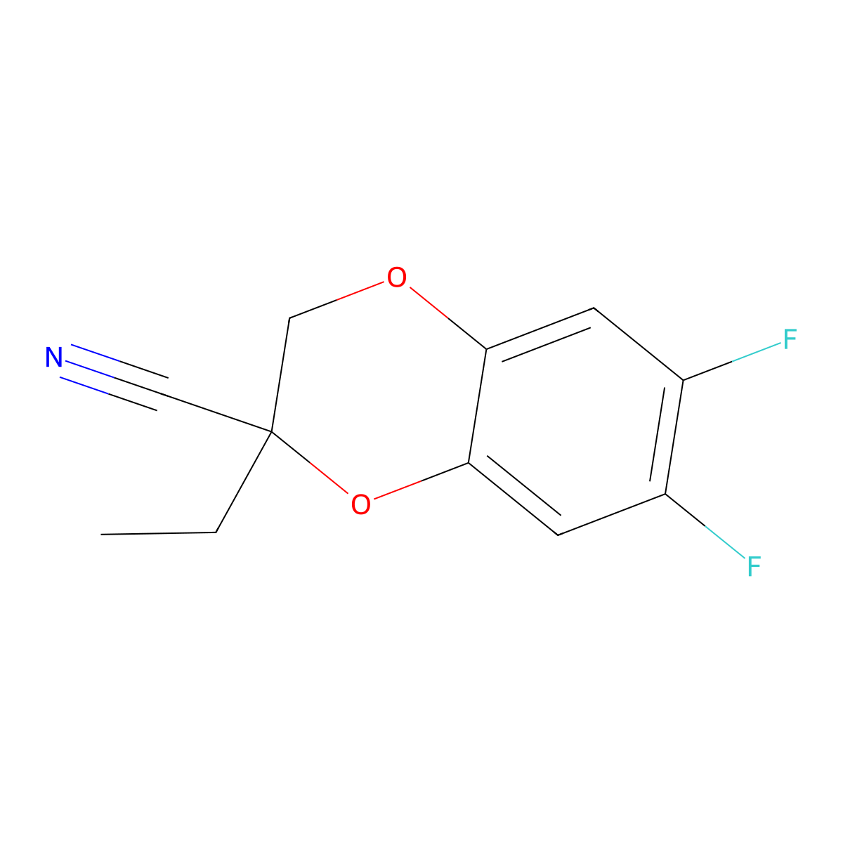 2-Ethyl-6,7-difluoro-2,3-dihydro-1,4-benzodioxine-2-carbonitrile molecular structure, CAS 2060049-18-3