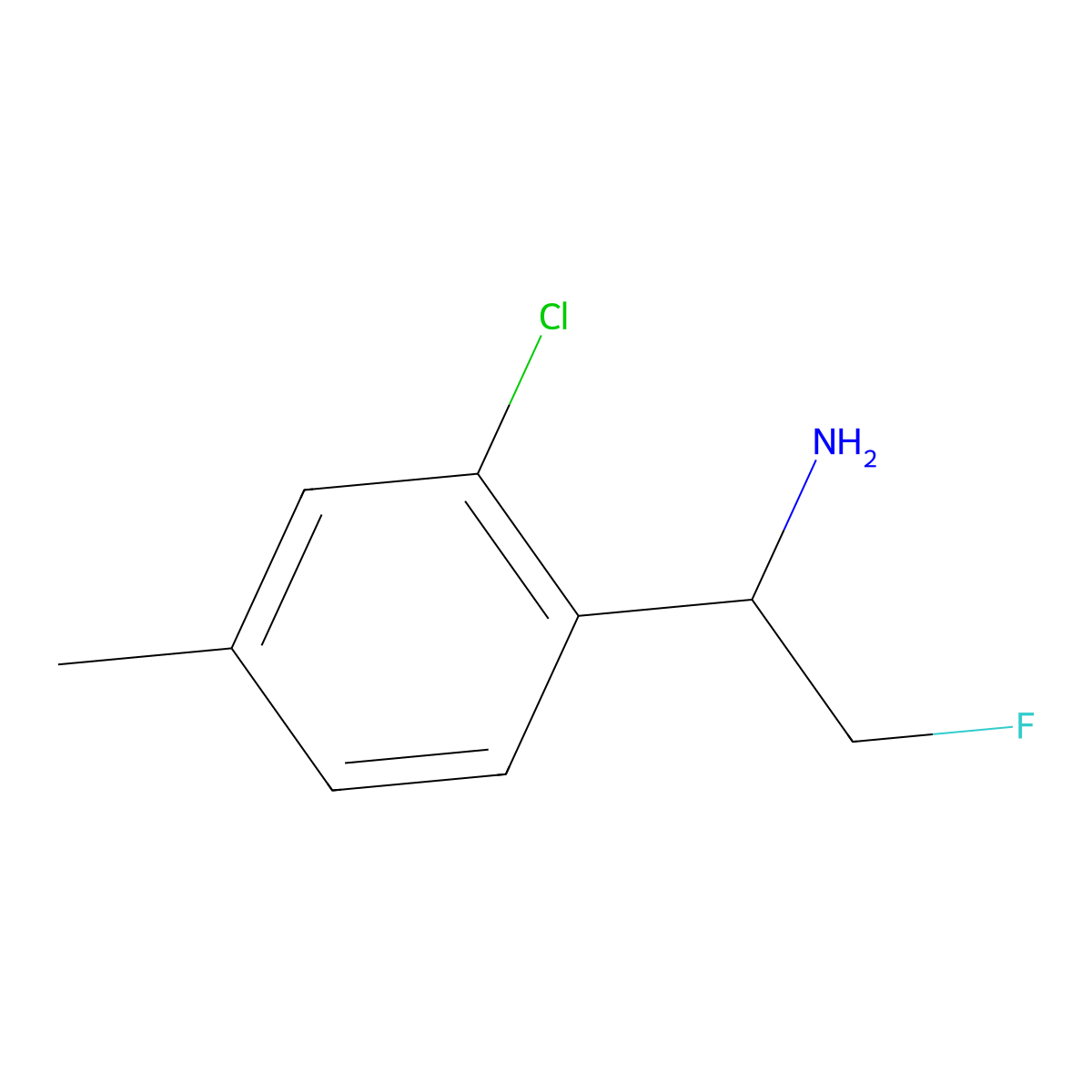 1-(2-Chloro-4-methylphenyl)-2-fluoroethan-1-amine molecular structure, CAS 2060049-19-4