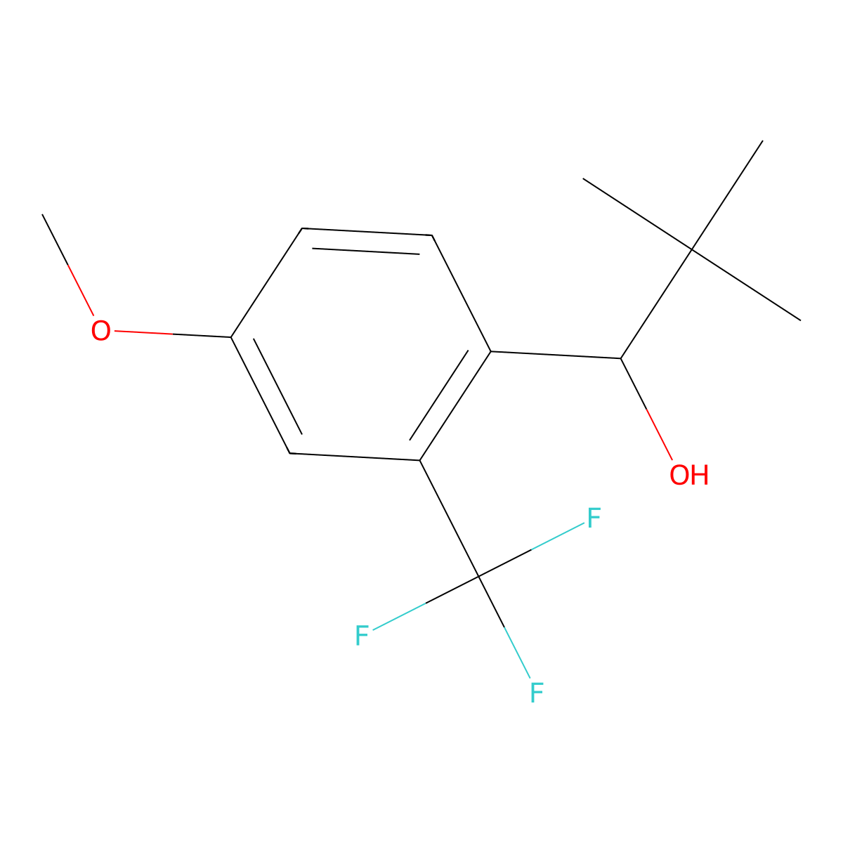1-[4-Methoxy-2-(trifluoromethyl)phenyl]-2,2-dimethylpropan-1-ol molecular structure, CAS 2060049-22-9
