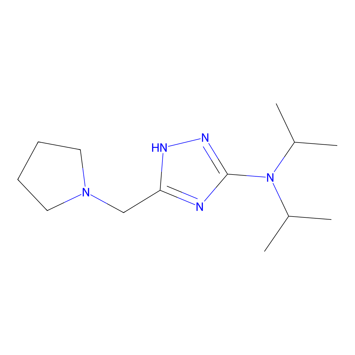 N,N-Bis(propan-2-yl)-5-[(pyrrolidin-1-yl)methyl]-1H-1,2,4-triazol-3-amine molecular structure, CAS 2060049-46-7