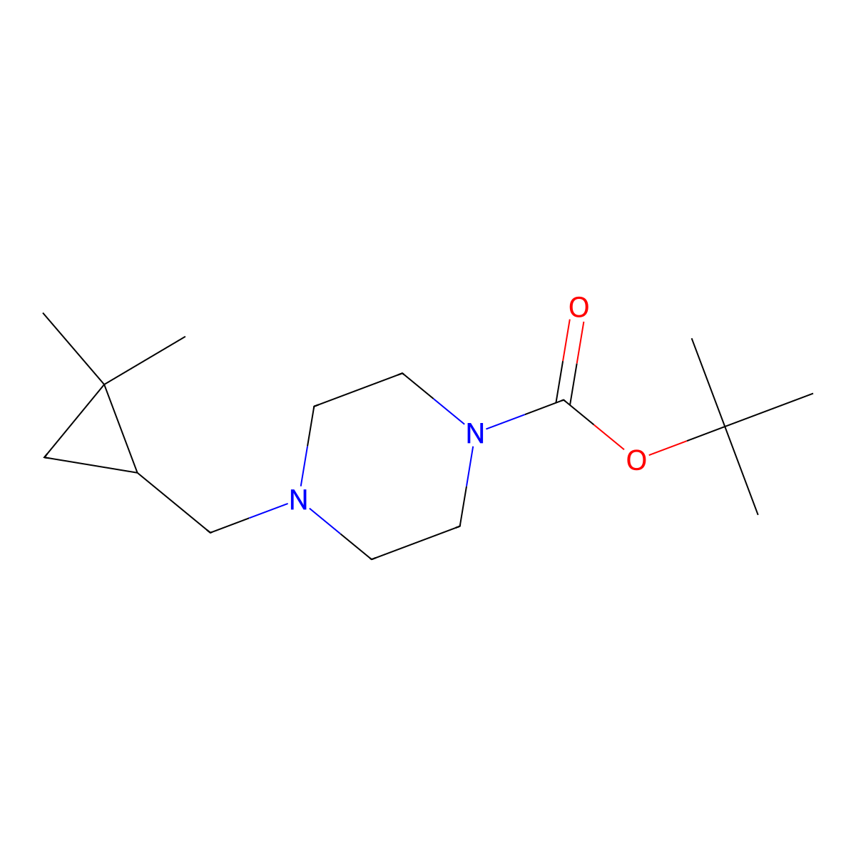 tert-Butyl 4-[(2,2-dimethylcyclopropyl)methyl]piperazine-1-carboxylate molecular structure, CAS 2060049-51-4