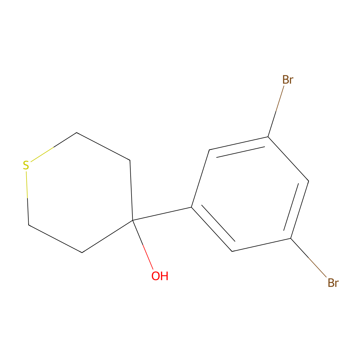 4-(3,5-Dibromophenyl)thian-4-ol molecular structure, CAS 2060049-73-0