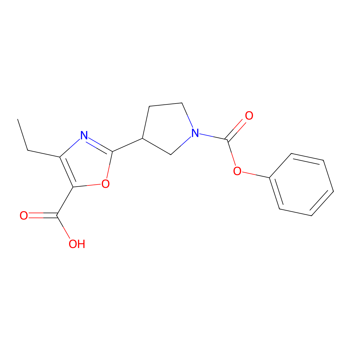 4-Ethyl-2-[1-(phenoxycarbonyl)pyrrolidin-3-yl]-1,3-oxazole-5-carboxylic acid molecular structure, CAS 2060049-77-4