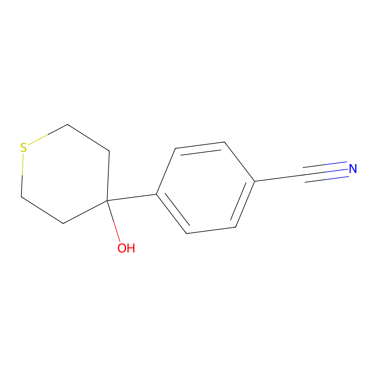 4-(4-Hydroxythian-4-yl)benzonitrile molecular structure, CAS 2060049-78-5