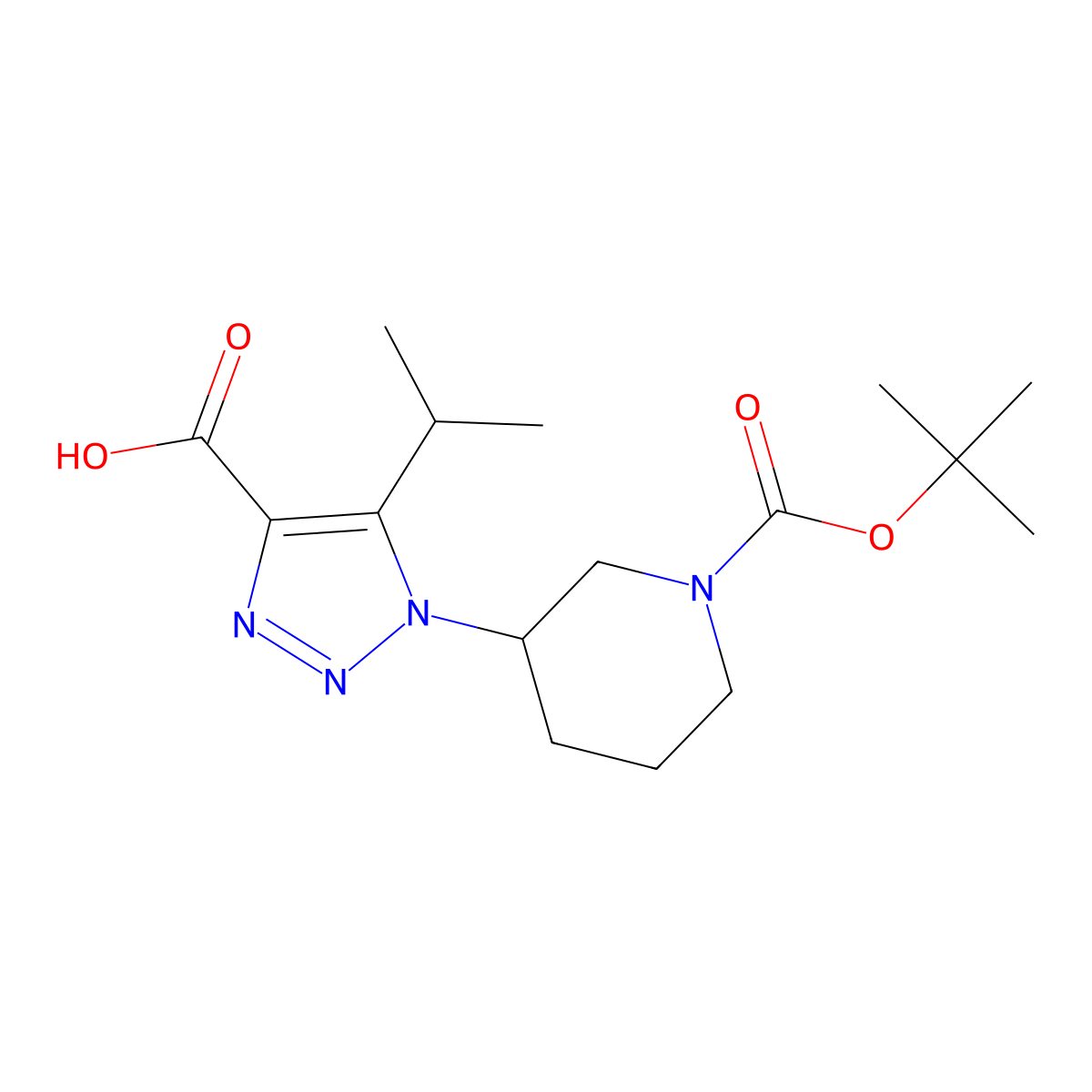 1-{1-[(tert-butoxy)carbonyl]piperidin-3-yl}-5-(propan-2-yl)-1H-1,2,3-triazole-4-carboxylic acid molecular structure, CAS 2060049-79-6