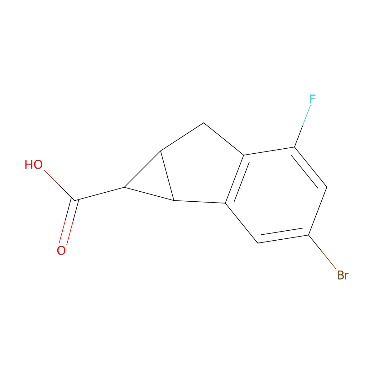 3-Bromo-5-fluoro-1H,1aH,6H,6aH-cyclopropa[a]indene-1-carboxylic acid molecular structure, CAS 2060049-93-4
