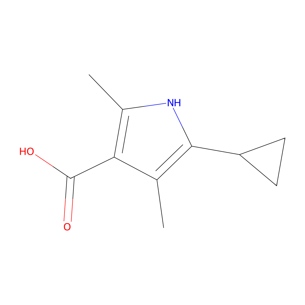 5-Cyclopropyl-2,4-dimethyl-1H-pyrrole-3-carboxylic acid molecular structure, CAS 2060049-96-7