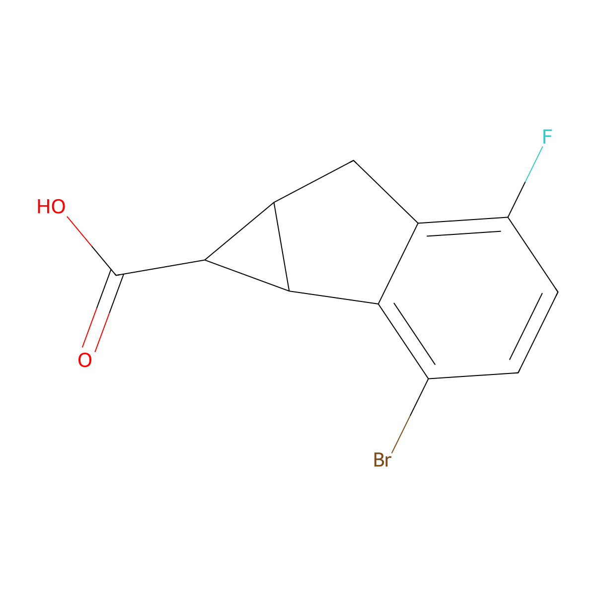 2-Bromo-5-fluoro-1H,1aH,6H,6aH-cyclopropa[a]indene-1-carboxylic acid molecular structure, CAS 2060050-06-6