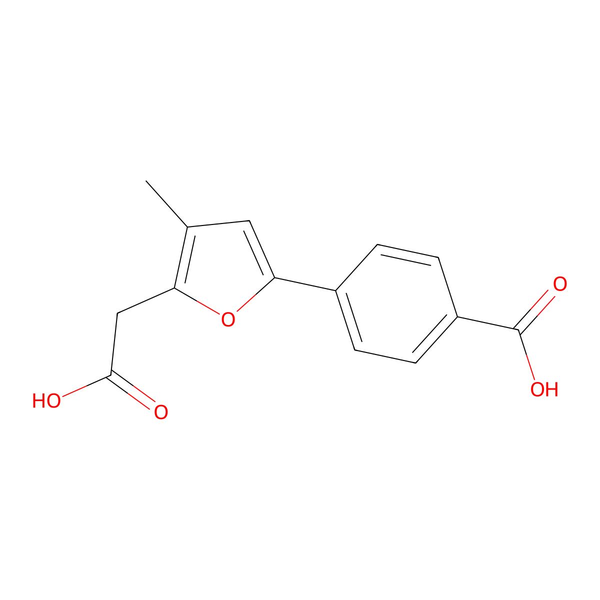 4-[5-(Carboxymethyl)-4-methylfuran-2-yl]benzoic acid molecular structure, CAS 2060050-20-4