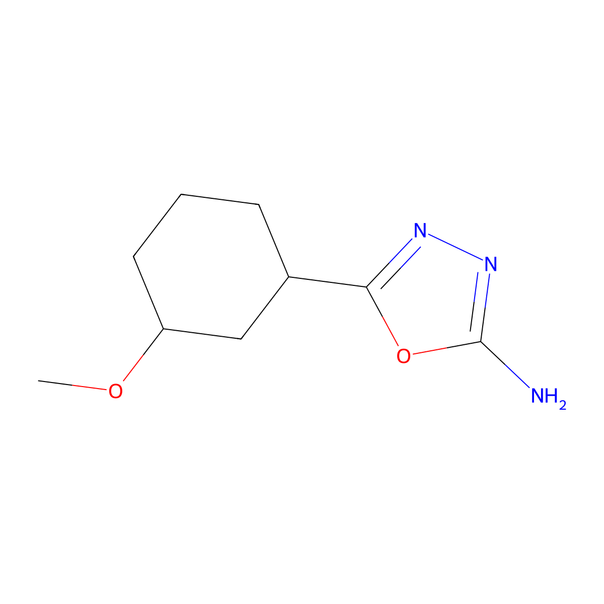 5-(3-Methoxycyclohexyl)-1,3,4-oxadiazol-2-amine molecular structure, CAS 2060050-25-9