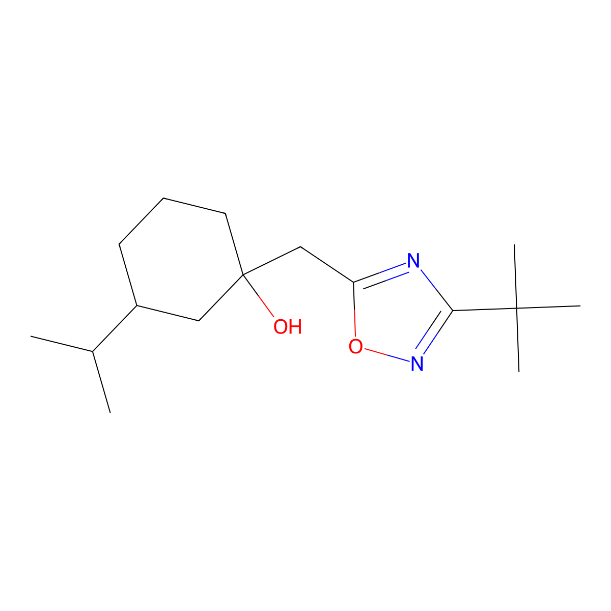 1-[(3-tert-Butyl-1,2,4-oxadiazol-5-yl)methyl]-3-(propan-2-yl)cyclohexan-1-ol molecular structure, CAS 2060050-44-2