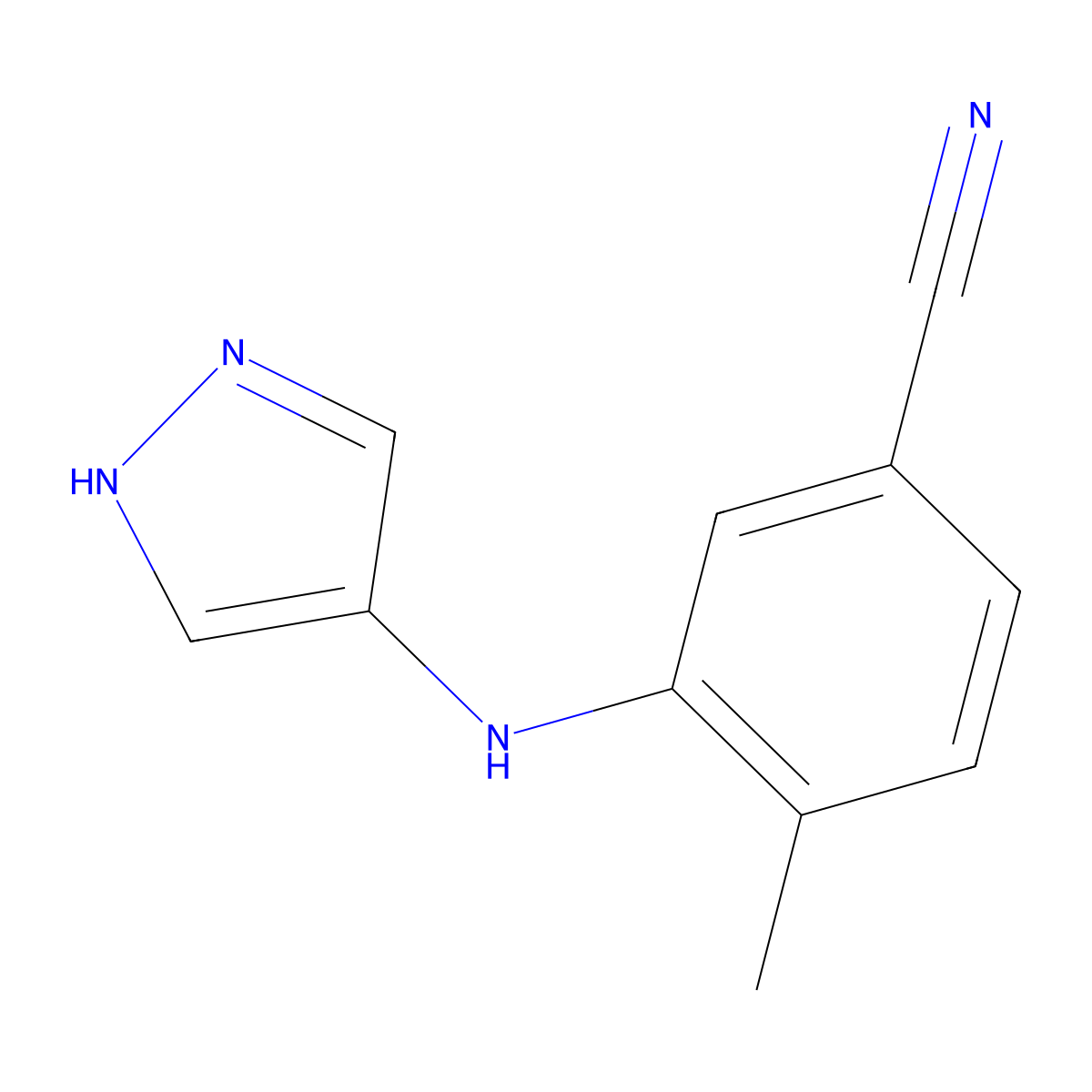 4-Methyl-3-[(1H-pyrazol-4-yl)amino]benzonitrile molecular structure, CAS 2060050-47-5
