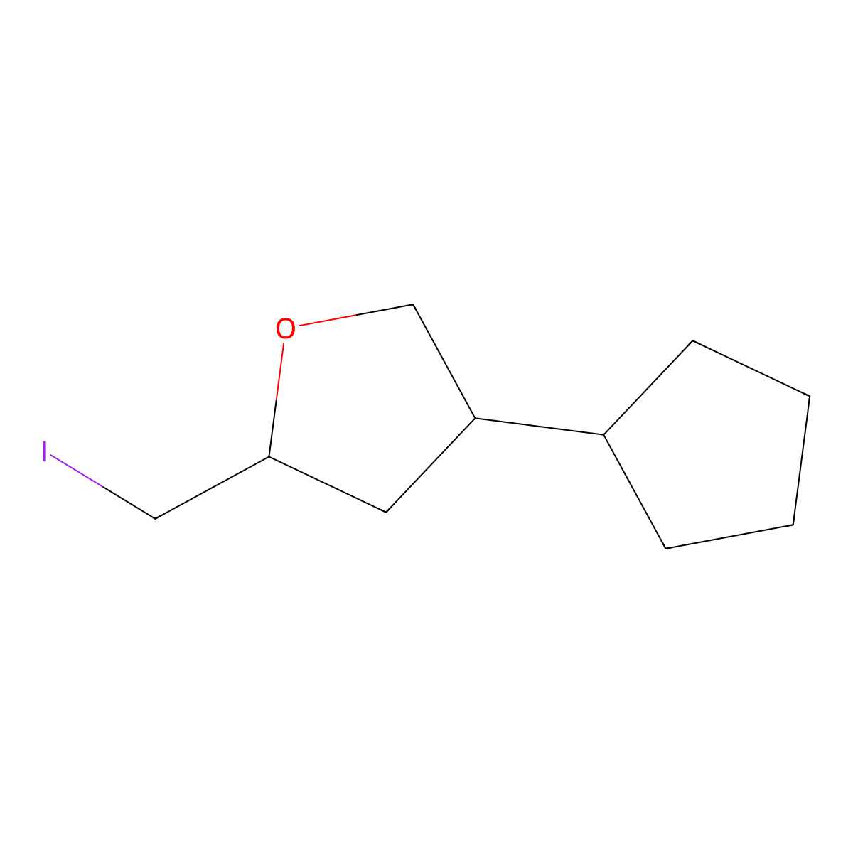 4-Cyclopentyl-2-(iodomethyl)oxolane molecular structure, CAS 2060050-51-1