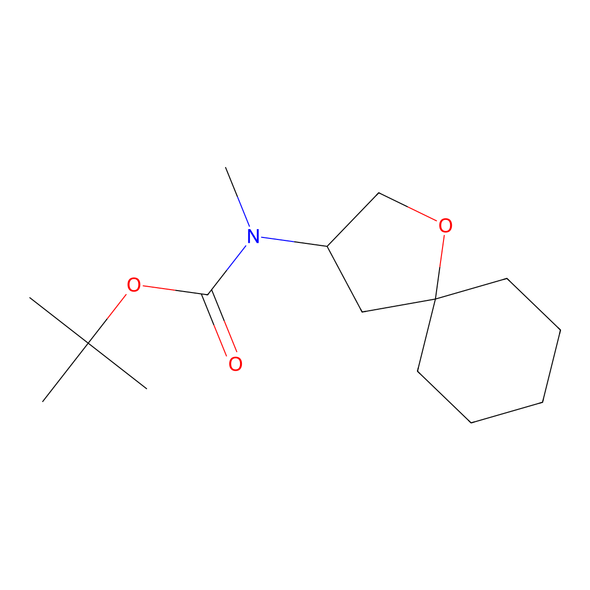 tert-Butyl N-methyl-N-{1-oxaspiro[4.5]decan-3-yl}carbamate molecular structure, CAS 2060050-61-3