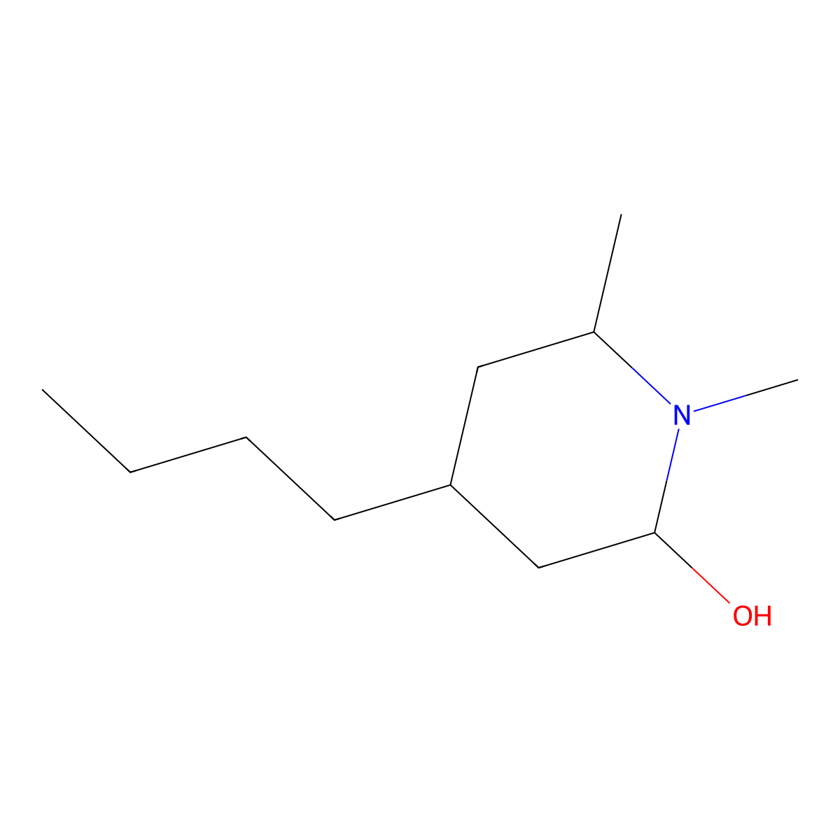 4-Butyl-1,6-dimethylpiperidin-2-ol molecular structure, CAS 2060050-62-4