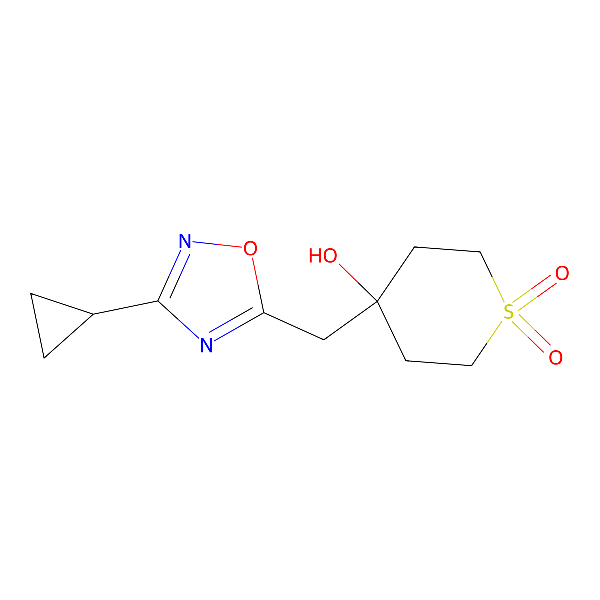 4-[(3-Cyclopropyl-1,2,4-oxadiazol-5-yl)methyl]-4-hydroxy-1lambda6-thiane-1,1-dione molecular structure, CAS 2060050-64-6