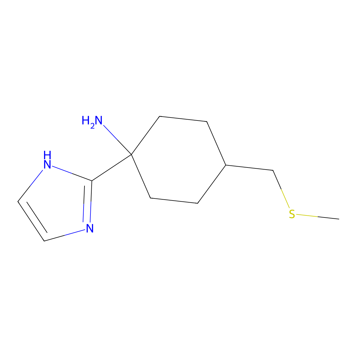1-(1H-Imidazol-2-yl)-4-[(methylsulfanyl)methyl]cyclohexan-1-amine molecular structure, CAS 2060050-65-7