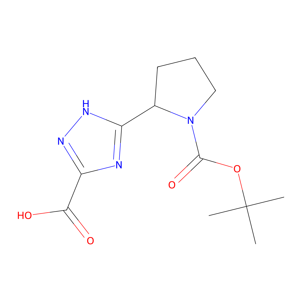 3-{1-[(tert-butoxy)carbonyl]pyrrolidin-2-yl}-1H-1,2,4-triazole-5-carboxylic acid molecular structure, CAS 2060050-78-2