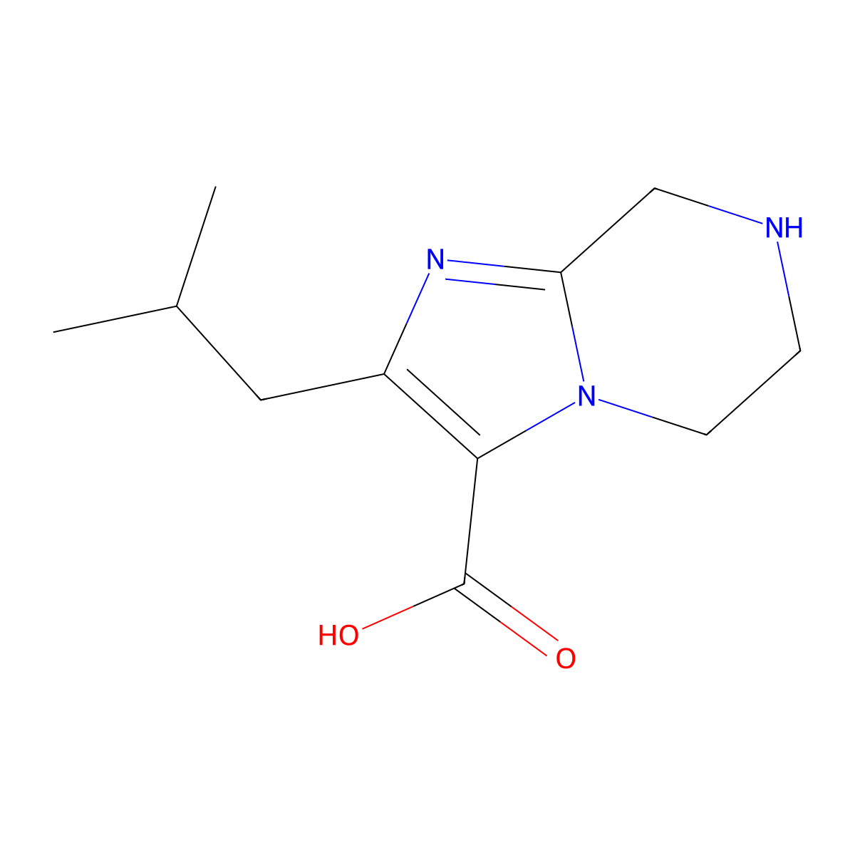 2-(2-Methylpropyl)-5H,6H,7H,8H-imidazo[1,2-a]pyrazine-3-carboxylic acid molecular structure, CAS 2060050-81-7