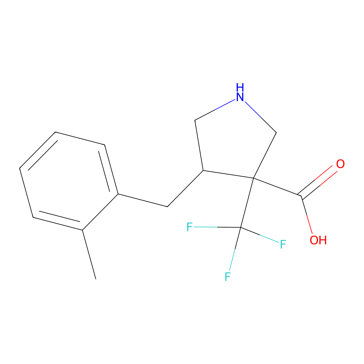 4-[(2-Methylphenyl)methyl]-3-(trifluoromethyl)pyrrolidine-3-carboxylic acid molecular structure, CAS 2060050-84-0