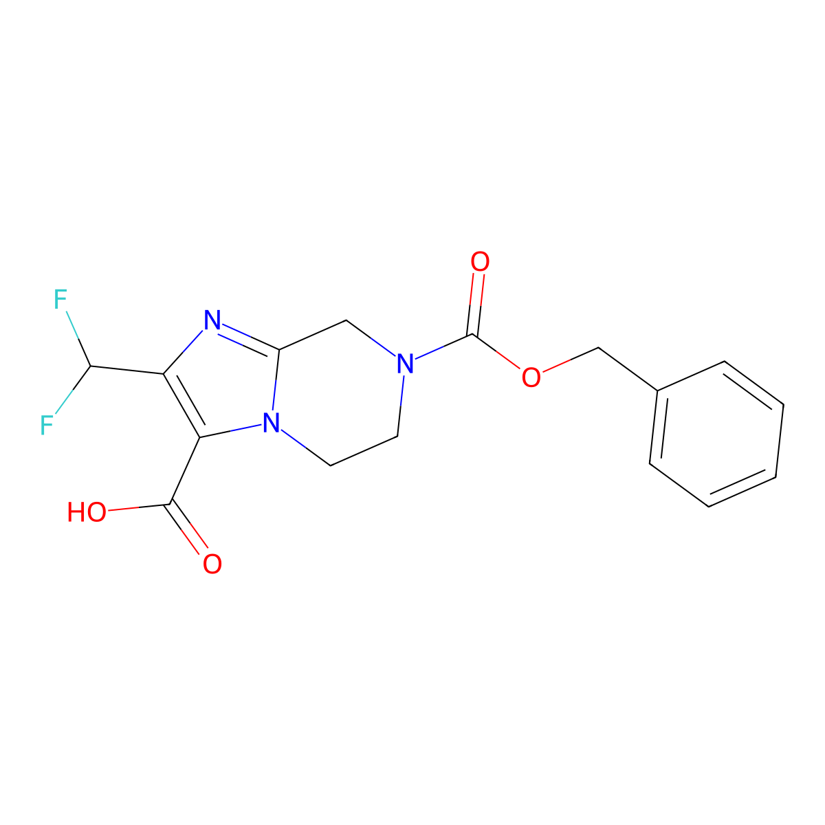 7-[(Benzyloxy)carbonyl]-2-(difluoromethyl)-5H,6H,7H,8H-imidazo[1,2-a]pyrazine-3-carboxylic acid molecular structure, CAS 2060050-86-2