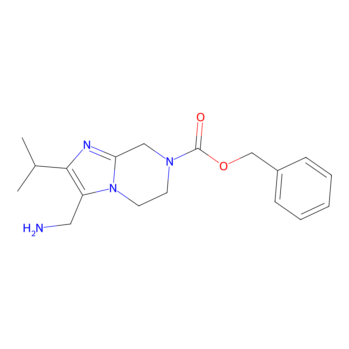 Benzyl 3-(aminomethyl)-2-(propan-2-yl)-5H,6H,7H,8H-imidazo[1,2-a]pyrazine-7-carboxylate molecular structure, CAS 2060051-02-5