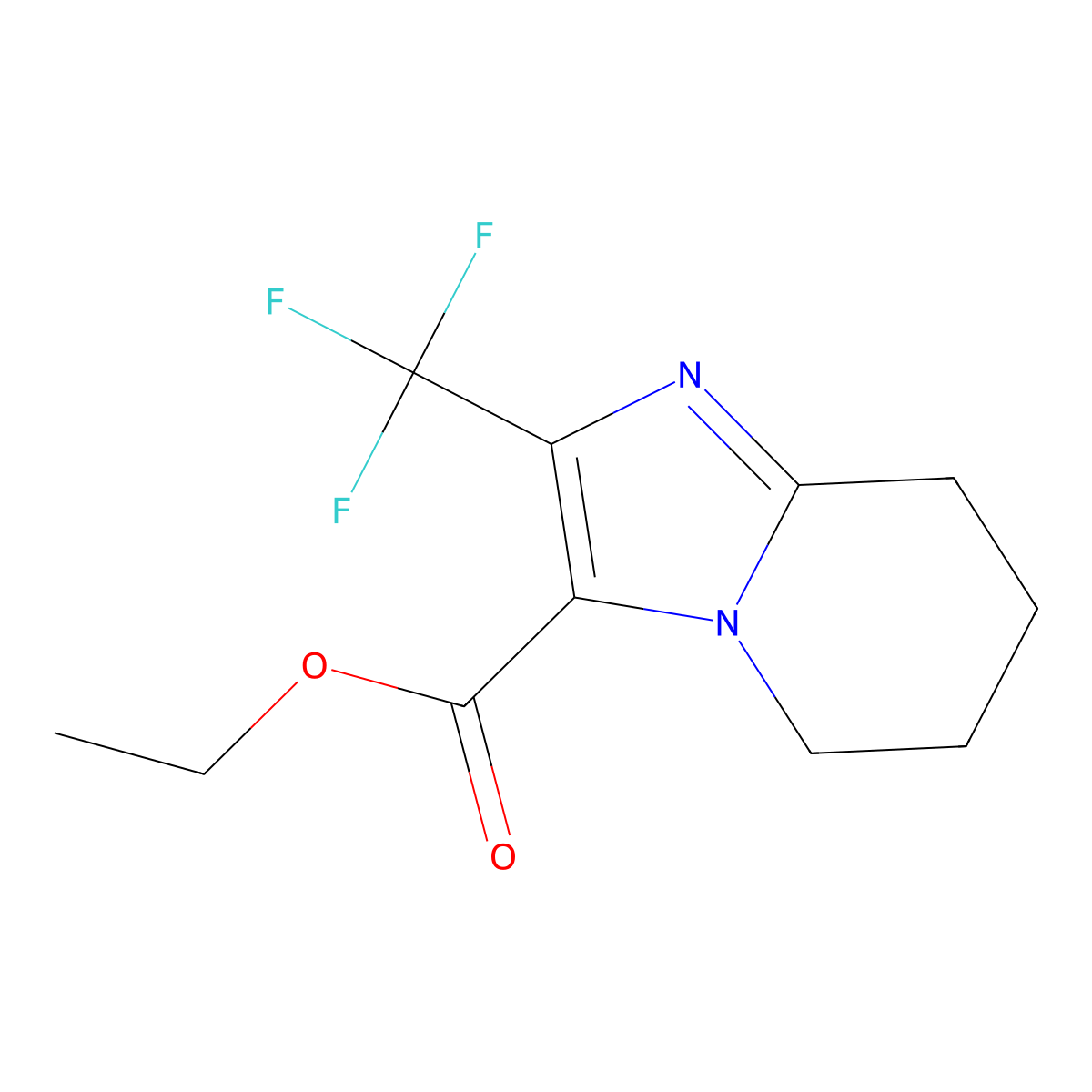 Ethyl 2-(trifluoromethyl)-5H,6H,7H,8H-imidazo[1,2-a]pyridine-3-carboxylate molecular structure, CAS 2060051-08-1
