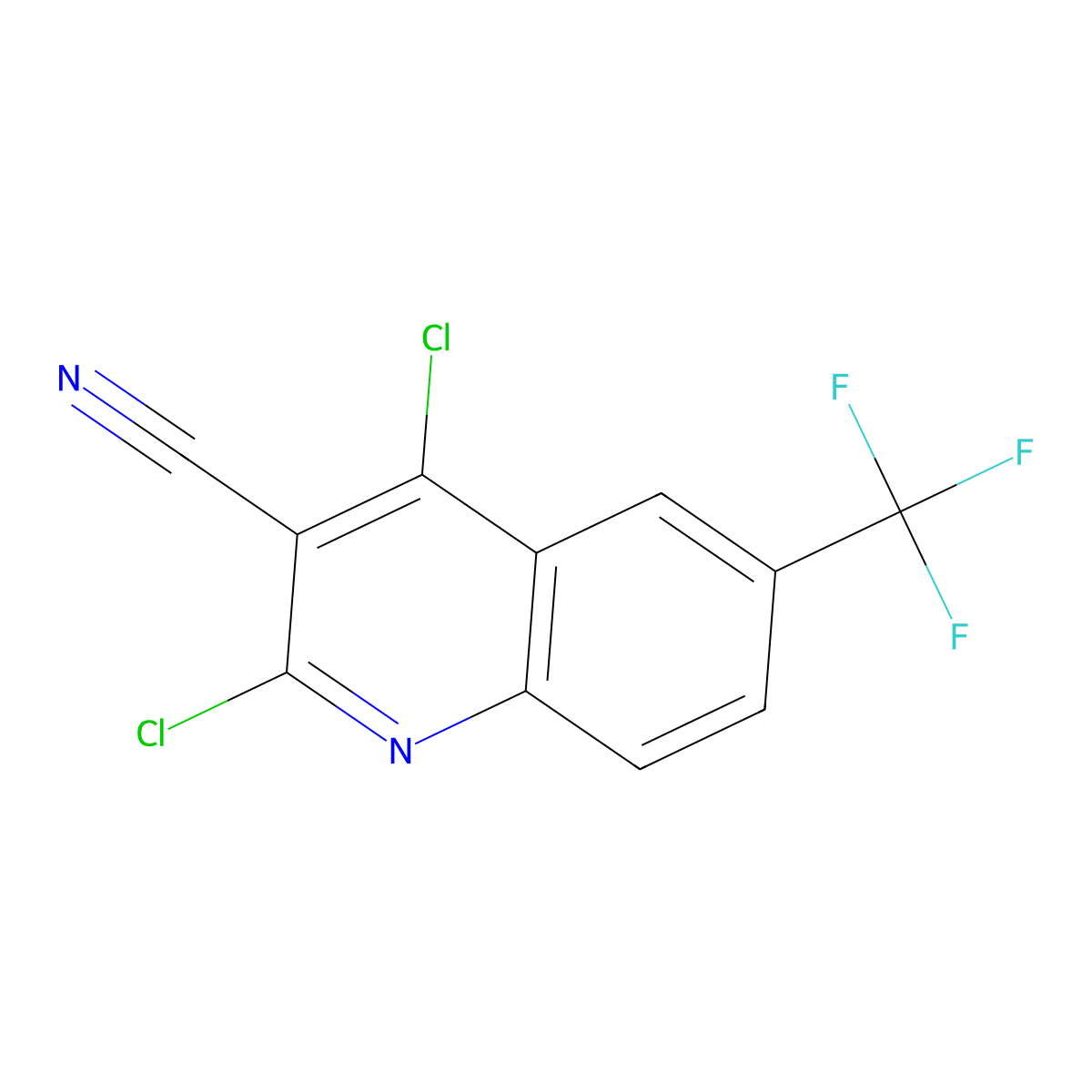 2,4-Dichloro-6-(trifluoromethyl)quinoline-3-carbonitrile molecular structure, CAS 2060051-10-5