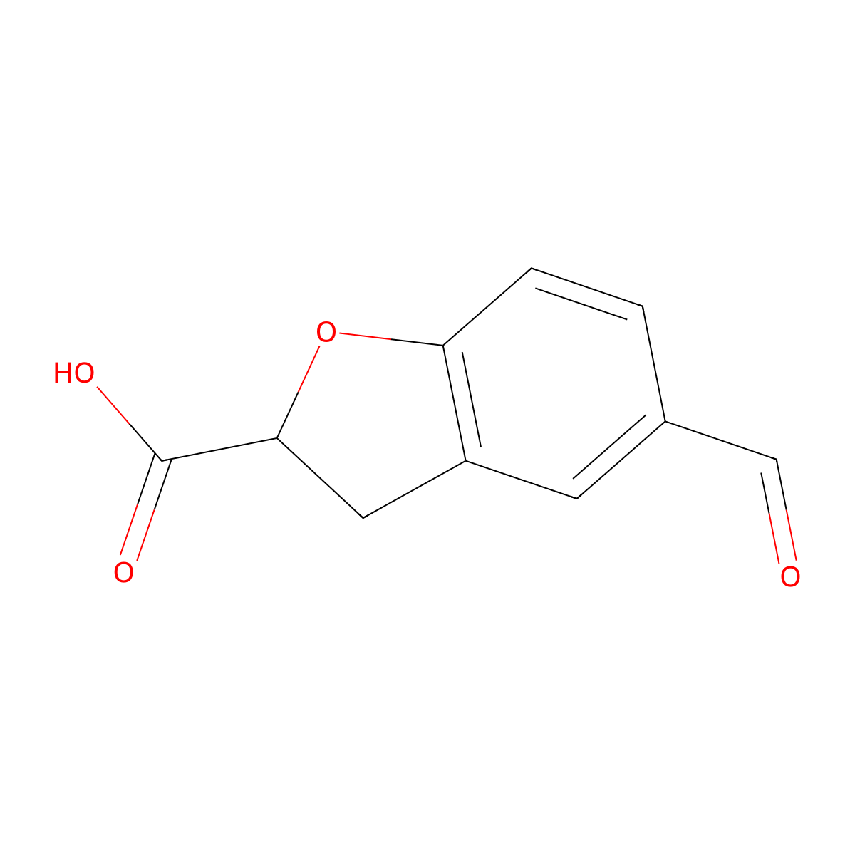 5-Formyl-2,3-dihydro-1-benzofuran-2-carboxylic acid molecular structure, CAS 2060051-21-8
