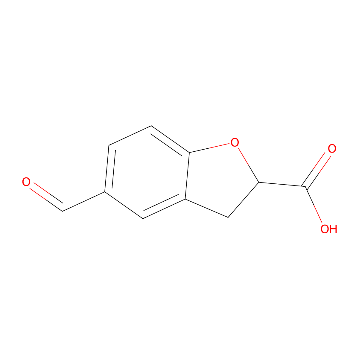 5-Formyl-2,3-dihydro-1-benzofuran-2-carboxylic acid molecular structure, CAS 2060051-21-8