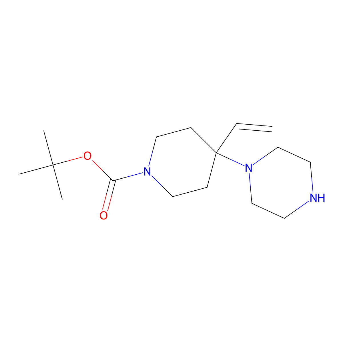 tert-Butyl 4-ethenyl-4-(piperazin-1-yl)piperidine-1-carboxylate molecular structure, CAS 2060051-24-1
