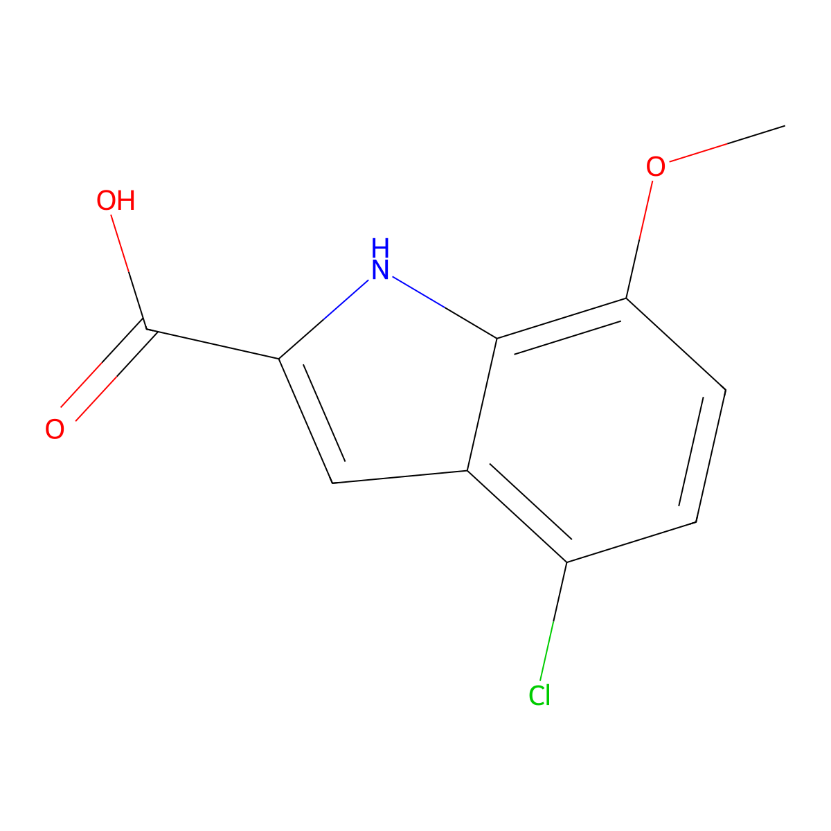 4-chloro-7-methoxy-1H-indole-2-carboxylic acid molecular structure, CAS 2060051-38-7
