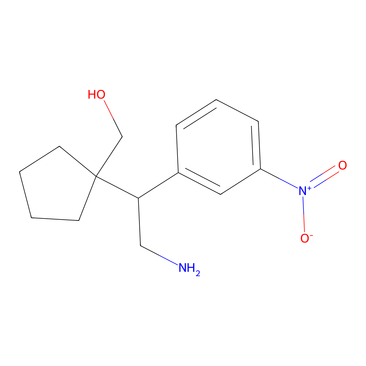 {1-[2-Amino-1-(3-nitrophenyl)ethyl]cyclopentyl}methanol molecular structure, CAS 2060051-42-3