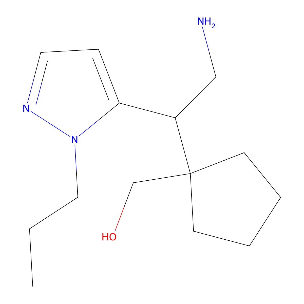 {1-[2-amino-1-(1-propyl-1H-pyrazol-5-yl)ethyl]cyclopentyl}methanol molecular structure, CAS 2060051-60-5