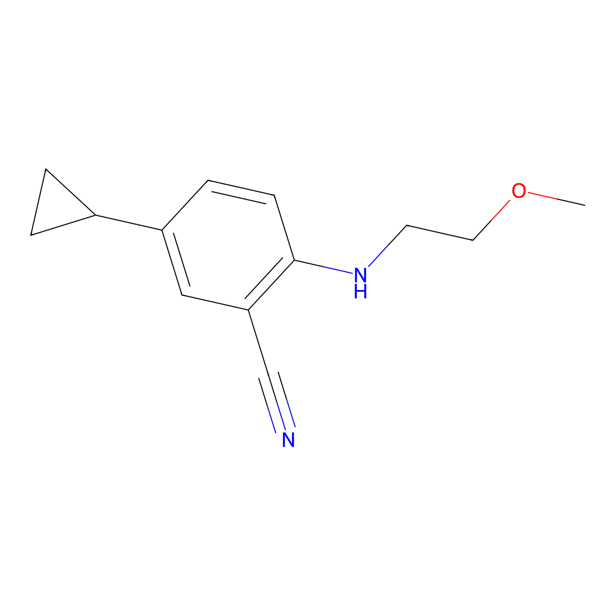 5-Cyclopropyl-2-[(2-methoxyethyl)amino]benzonitrile molecular structure, CAS 2060051-64-9