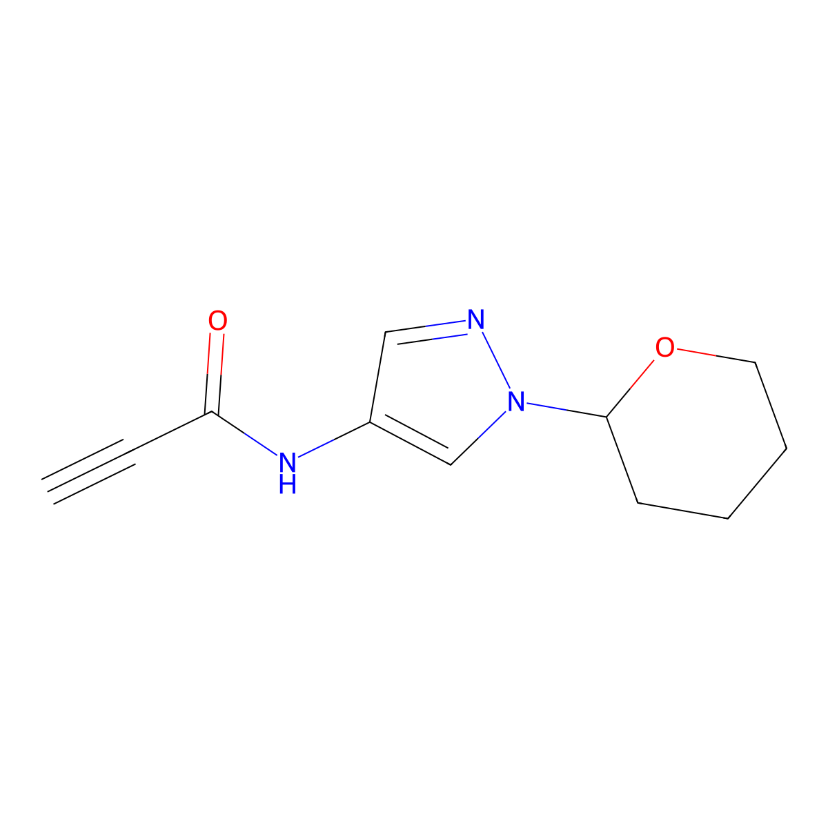 N-[1-(Oxan-2-yl)-1H-pyrazol-4-yl]prop-2-ynamide molecular structure, CAS 2060051-72-9