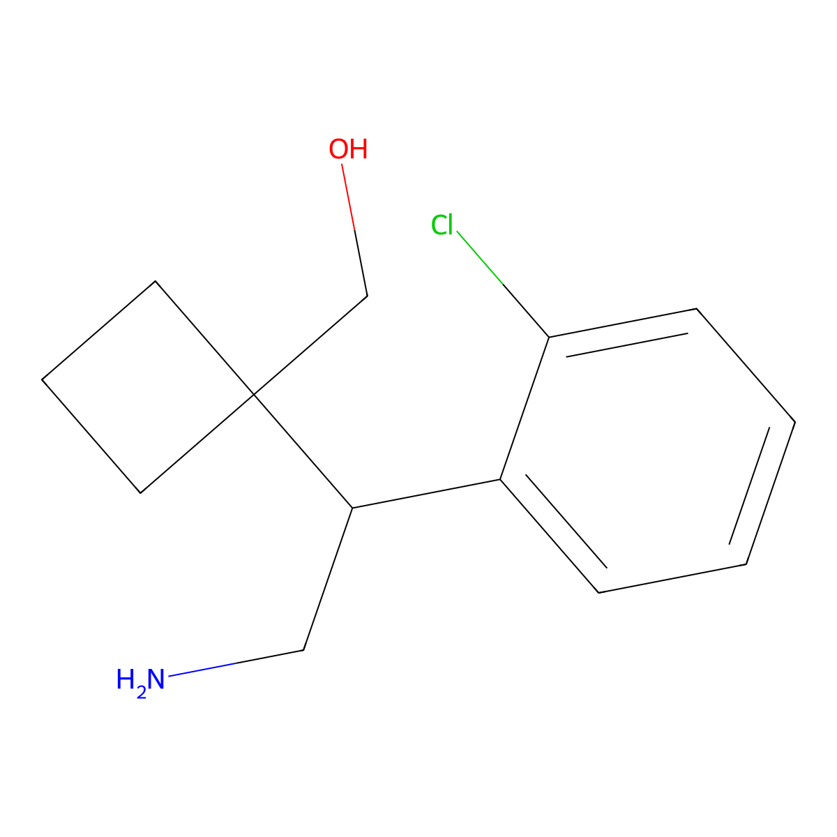 {1-[2-Amino-1-(2-chlorophenyl)ethyl]cyclobutyl}methanol molecular structure, CAS 2060051-74-1