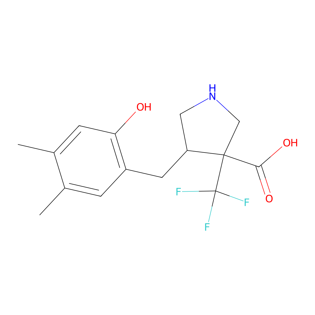 4-[(2-Hydroxy-4,5-dimethylphenyl)methyl]-3-(trifluoromethyl)pyrrolidine-3-carboxylic acid molecular structure, CAS 2060051-76-3