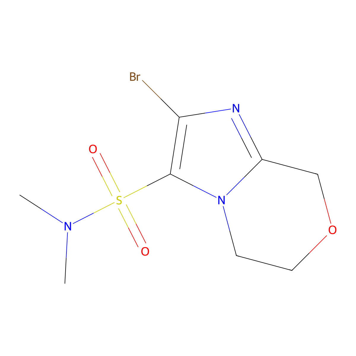 2-Bromo-N,N-dimethyl-5H,6H,8H-imidazo[2,1-c][1,4]oxazine-3-sulfonamide molecular structure, CAS 2060051-81-0