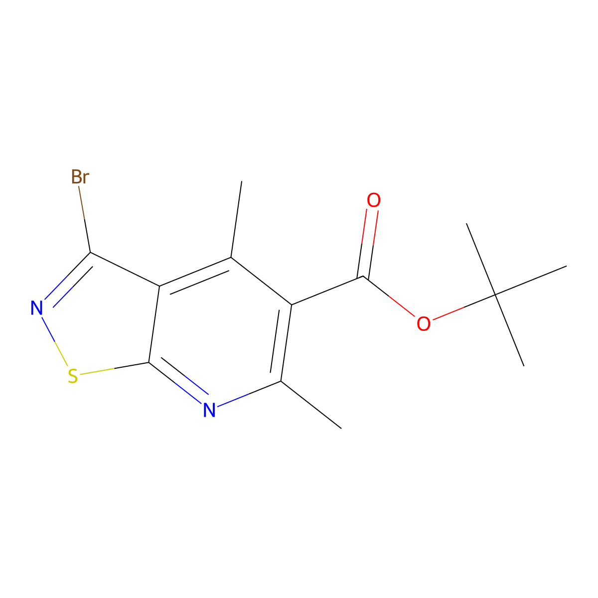 tert-Butyl 3-bromo-4,6-dimethyl-[1,2]thiazolo[5,4-b]pyridine-5-carboxylate molecular structure, CAS 2060051-85-4
