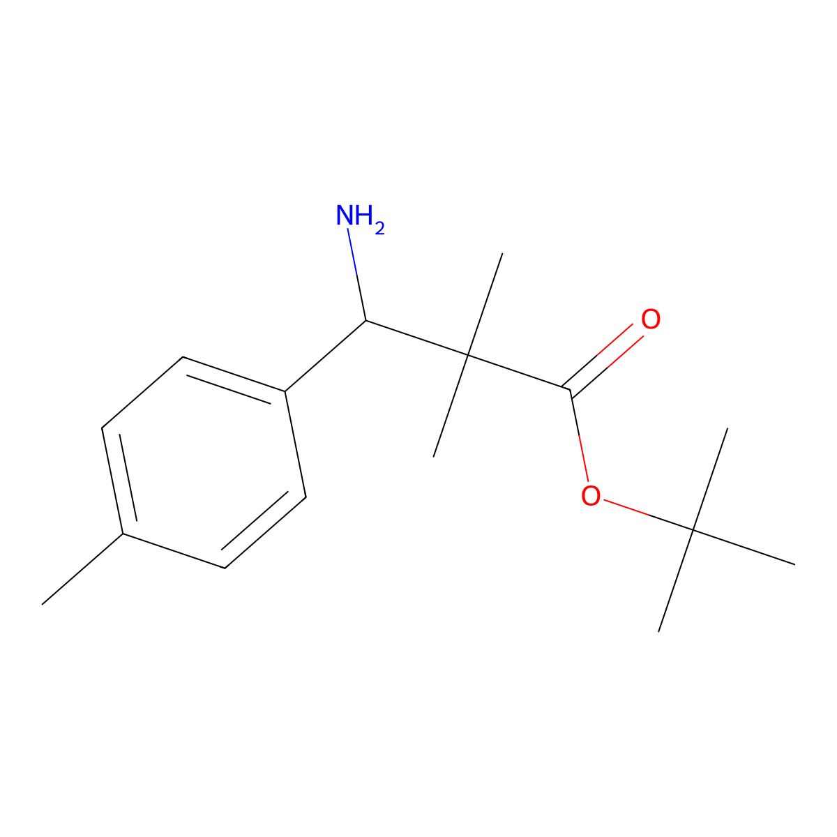 tert-Butyl 3-amino-2,2-dimethyl-3-(4-methylphenyl)propanoate molecular structure, CAS 2060051-87-6