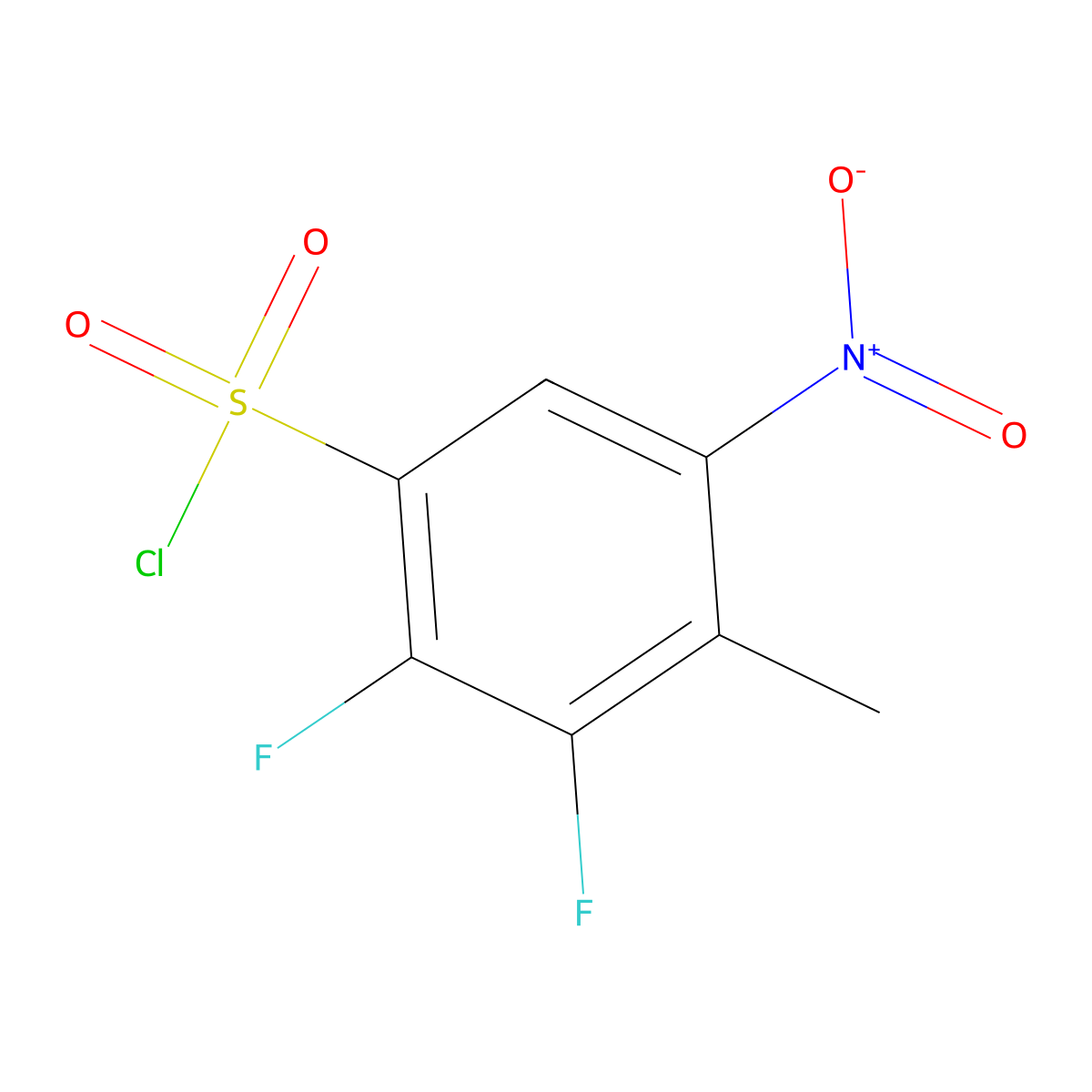 2,3-Difluoro-4-methyl-5-nitrobenzene-1-sulfonyl chloride molecular structure, CAS 2060051-88-7