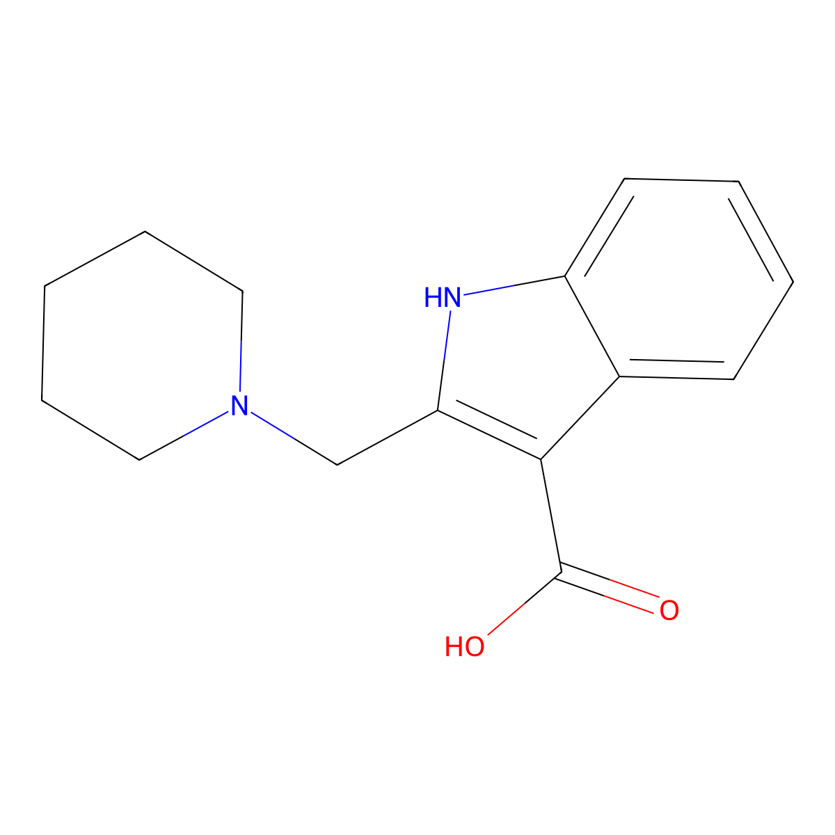 2-[(Piperidin-1-yl)methyl]-1H-indole-3-carboxylic acid molecular structure, CAS 2060051-95-6