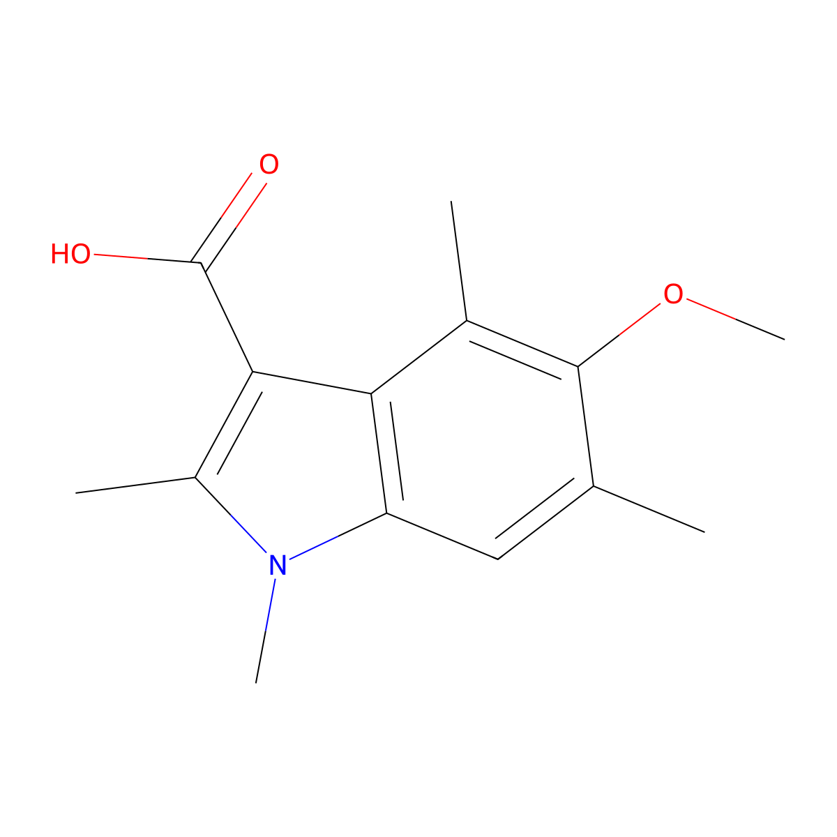 5-Methoxy-1,2,4,6-tetramethyl-1H-indole-3-carboxylic acid molecular structure, CAS 2060051-99-0