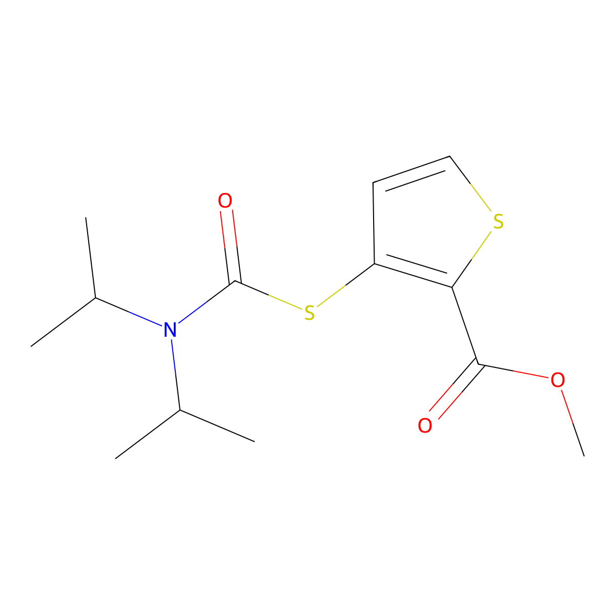 Methyl 3-{[bis(propan-2-yl)carbamoyl]sulfanyl}thiophene-2-carboxylate molecular structure, CAS 2060052-03-9