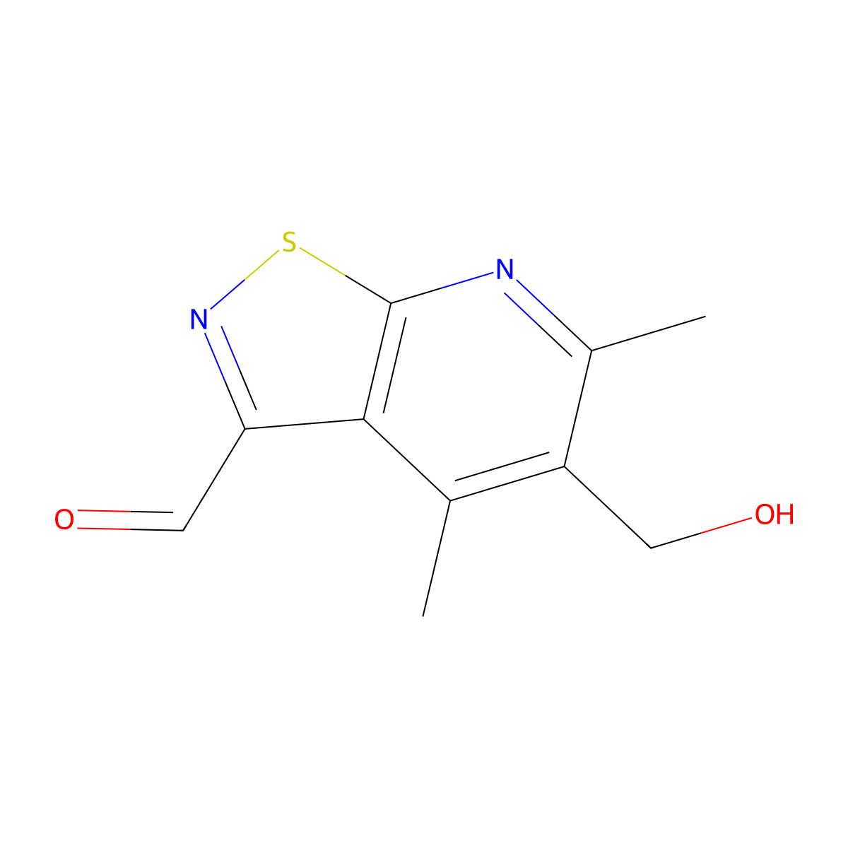 5-(Hydroxymethyl)-4,6-dimethyl-[1,2]thiazolo[5,4-b]pyridine-3-carbaldehyde molecular structure, CAS 2060052-10-8