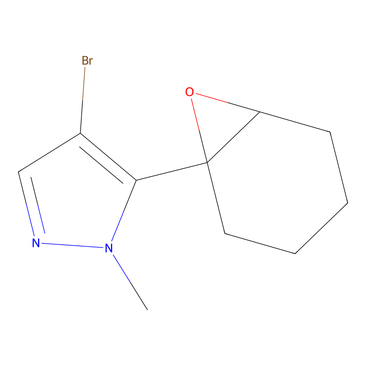 4-Bromo-1-methyl-5-{7-oxabicyclo[4.1.0]heptan-1-yl}-1H-pyrazole molecular structure, CAS 2060052-13-1