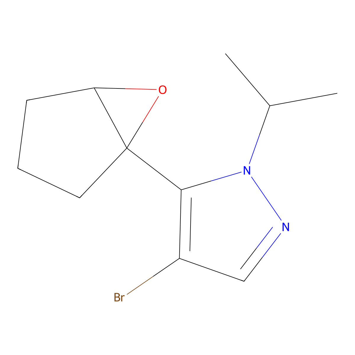 4-Bromo-5-{6-oxabicyclo[3.1.0]hexan-1-yl}-1-(propan-2-yl)-1H-pyrazole molecular structure, CAS 2060052-16-4