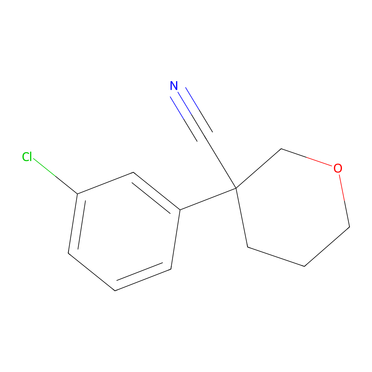 3-(3-Chlorophenyl)oxane-3-carbonitrile molecular structure, CAS 2060052-22-2