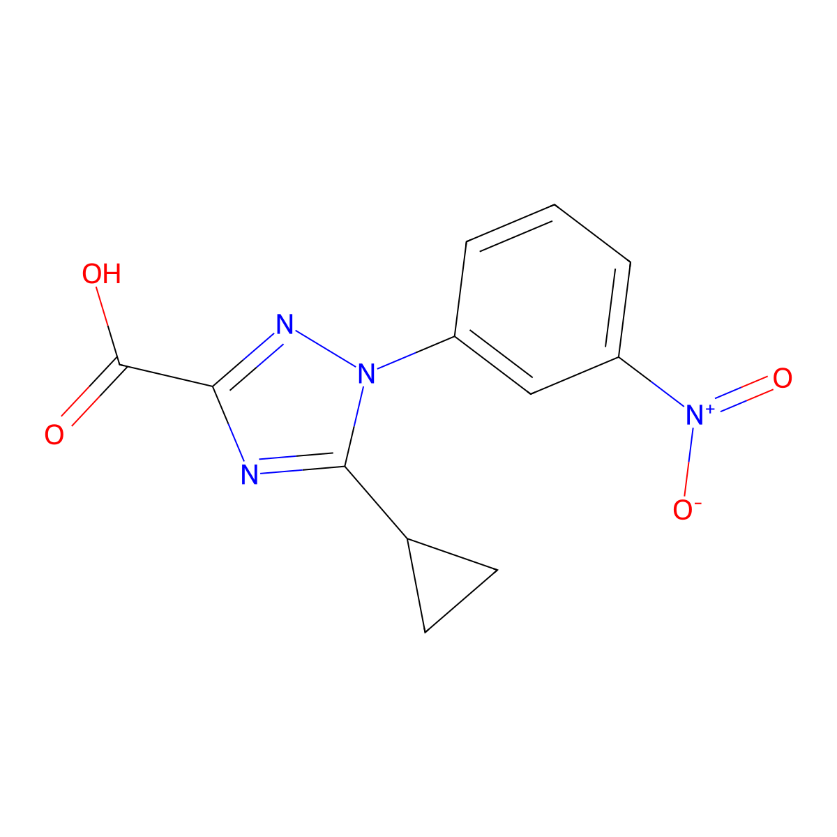 5-Cyclopropyl-1-(3-nitrophenyl)-1H-1,2,4-triazole-3-carboxylic acid molecular structure, CAS 2060052-30-2